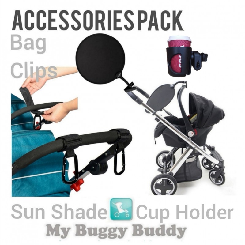 Accessories Pack, Sun Shade, Bag Clips (Twin Pack), Cup Holder